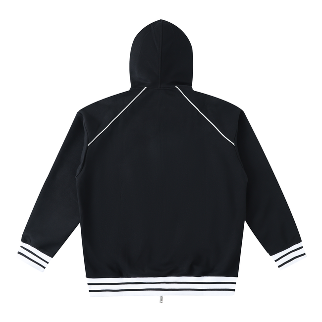 Striped Trim Zip-Up Hoodie Main Image