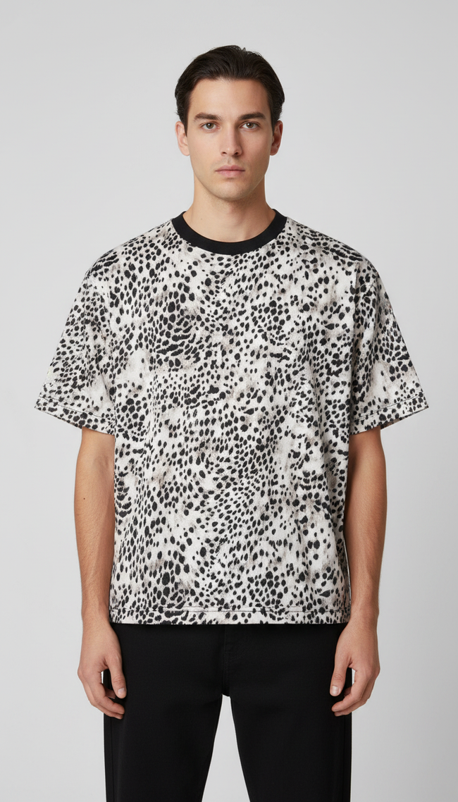 Unisex Leopard Print Boxy T-Shirt Hover Image