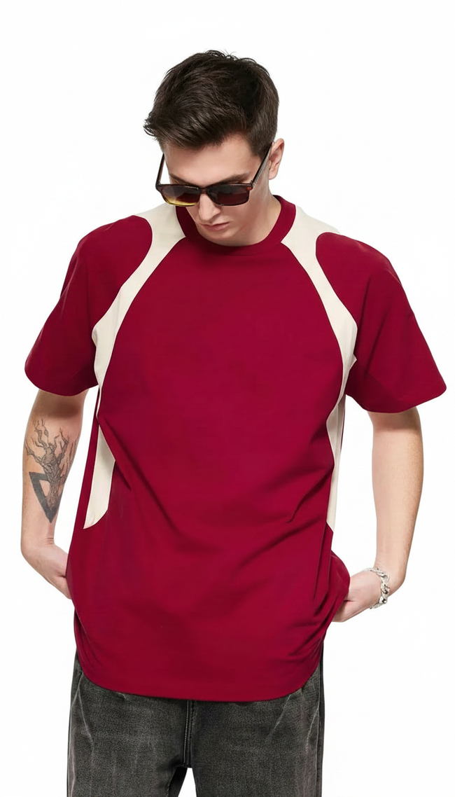 Contrast Panel Cotton T-Shirt Hover Image