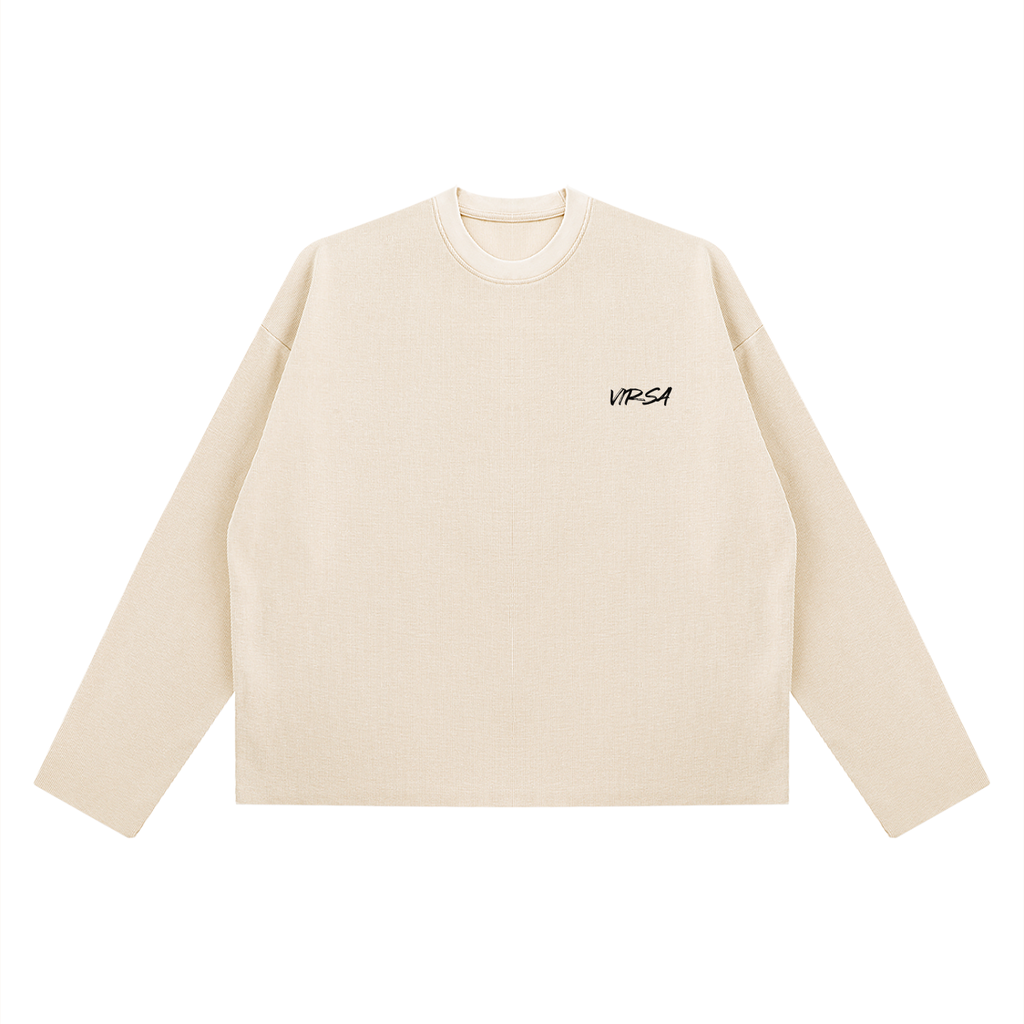 Unisex Vintage Wash Boxy  Waffle Raw Edge T-Shirt