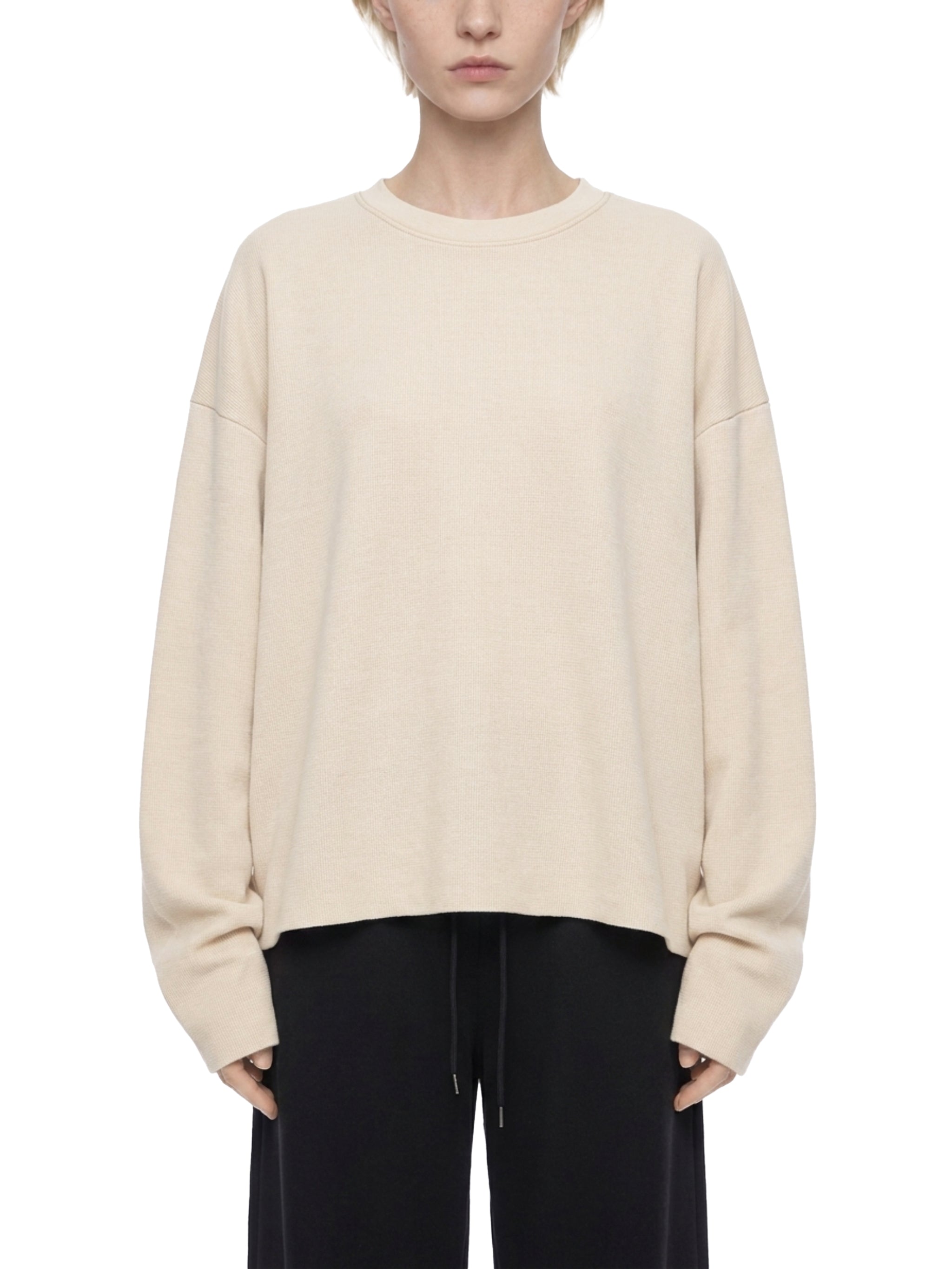 Unisex Vintage Wash Boxy  Waffle Raw Edge T-Shirt